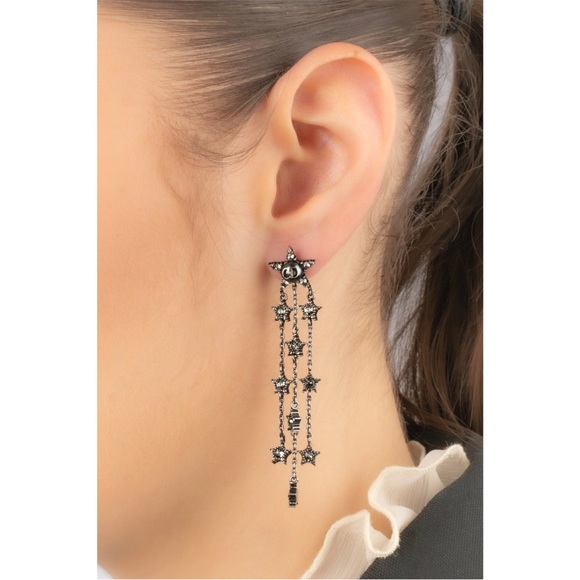 Dior Silver Star Chain Earrings - Picture 11 of 11